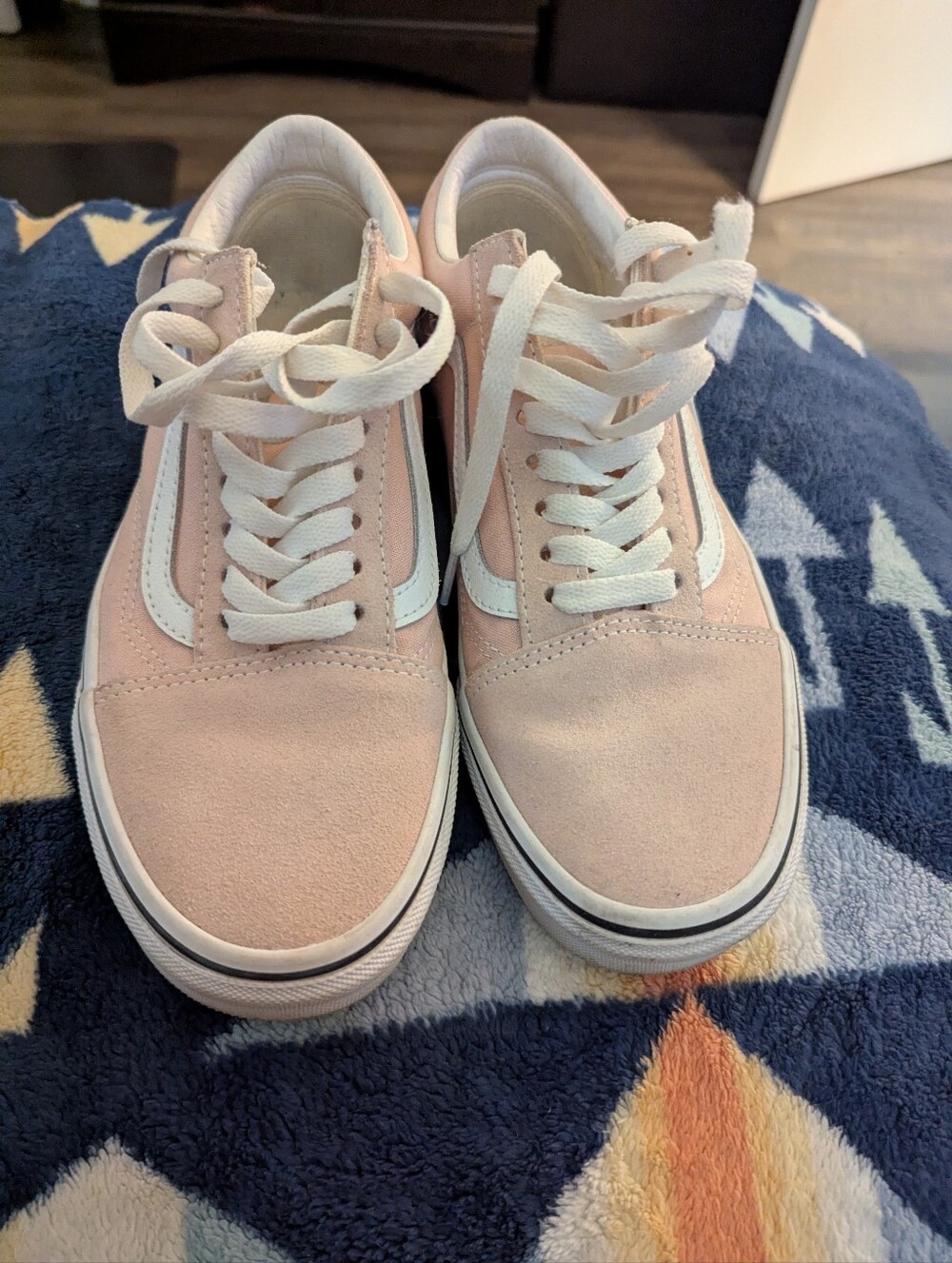 Vans Old Skool Low-Top Sneakers in Blush Pink and White